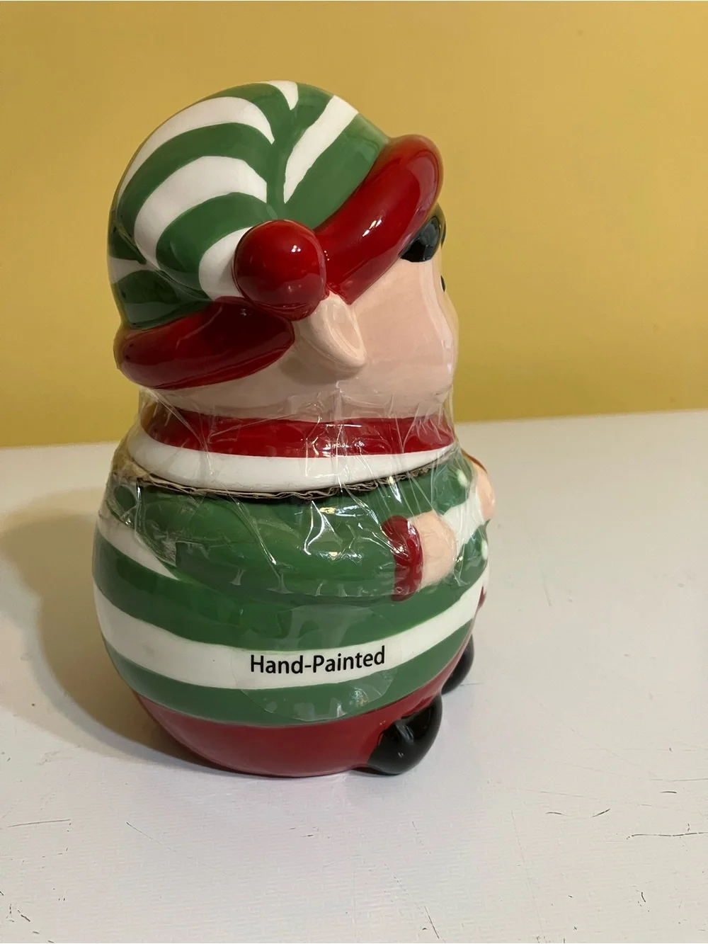 Holiday Time Green and Red Ceramic Elf Cookie Jar